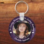 Beerdigung Love Memory Foto Lila Marble Memorial Schlüsselanhänger (Rückseite)