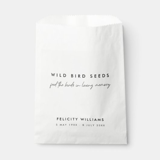 Beerdigung | Love Memory Wild Bird Seeds Geschenktütchen (Vorderseite)