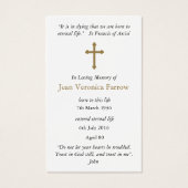 Beerdigung Mary Loss Gebet Sympathiekarten (Rückseite)