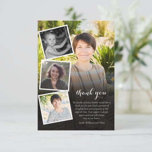 Beerdigung Memorial 5 Foto Collage Script Dankeskarte (Stehend Vorderseite)