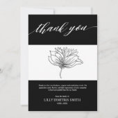 Beerdigung Memorial Black Floral Danke Karte (Vorderseite)