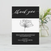 Beerdigung Memorial Black Floral Danke Karte (Stehend Vorderseite)