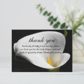 Beerdigung/Memorial Calla Lily Foto Danke Karte (Stehend Vorderseite)