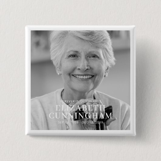Beerdigung Memorial Classic Einfaches Foto Button (Vorderseite)