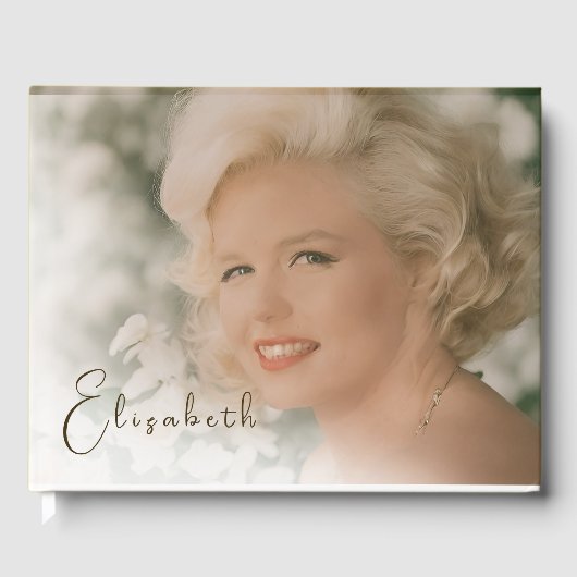 Beerdigung Memorial Einfaches Foto White Overlay Gästebuch (Vorderseite)