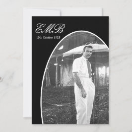 Beerdigung Memorial Einfaches Schwarz-weißes Foto Einladung