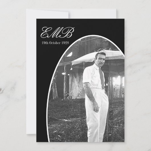 Beerdigung Memorial Einfaches Schwarz-weißes Foto Einladung (Vorderseite)