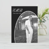 Beerdigung Memorial Einfaches Schwarz-weißes Foto Einladung (Stehend Vorderseite)