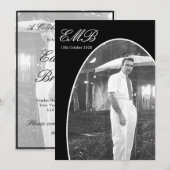Beerdigung Memorial Einfaches Schwarz-weißes Foto Einladung (Vorne/Hinten)