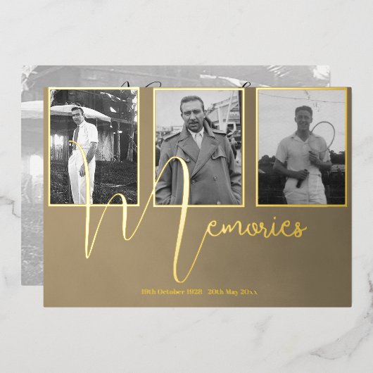 Beerdigung Memorial Modern 4 Foto Folieneinladung (Vorderseite/Rückseite)