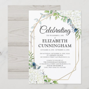 Beerdigung Memorial Modern Floral Geometrie Woodsy Einladung