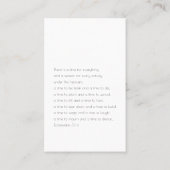 Beerdigung Memorial Modernes Minimalistisches Chic Visitenkarte (Rückseite)