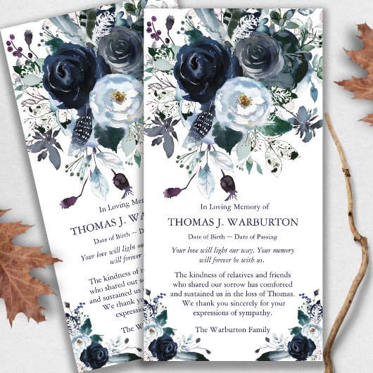 Beerdigung Memorial Navy Peonss Loss Dankeschön Ka Dankeskarte