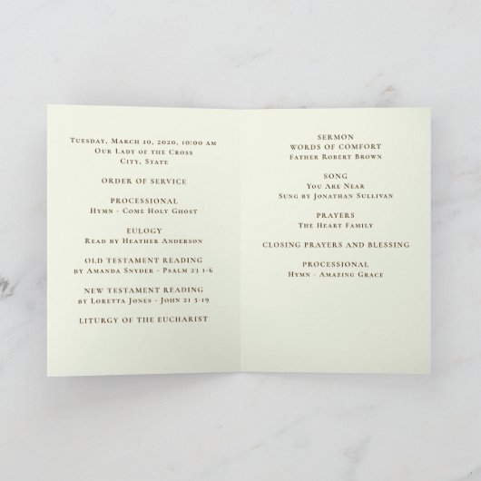 Beerdigung Memorial Service Program Wheat Field Programm (Innenseite)