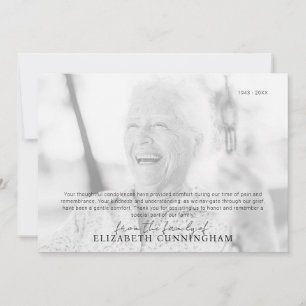 Beerdigung Memorial Simple Modern Foto Dankeskarte