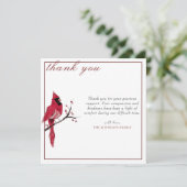 Beerdigung mit dem Roten Kardinal von Watercolor V Dankeskarte (Stehend Vorderseite)