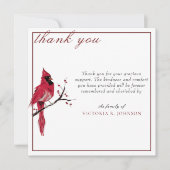 Beerdigung mit dem Roten Kardinal von Watercolor V Dankeskarte (Vorderseite)