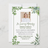 Beerdigung mit Eukalyptus-Blätter Einladung (Vorderseite)
