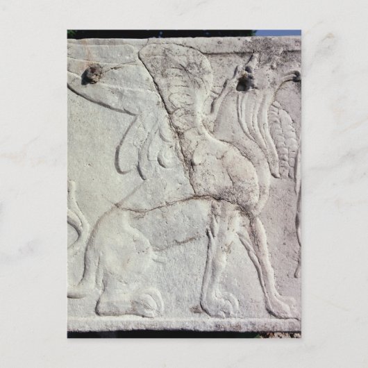 Beerdigung mit geschnitztem Relief eines Griffins Postkarte (Vorderseite)
