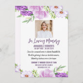 Beerdigung mit Lila und rosa Blume Einladung (Vorne/Hinten)