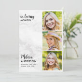 Beerdigung Modern 3 Foto in Love Memory Beileid Dankeskarte (Stehend Vorderseite)