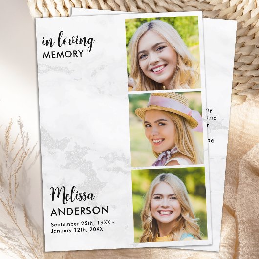 Beerdigung Modern 3 Foto in Love Memory Beileid Dankeskarte