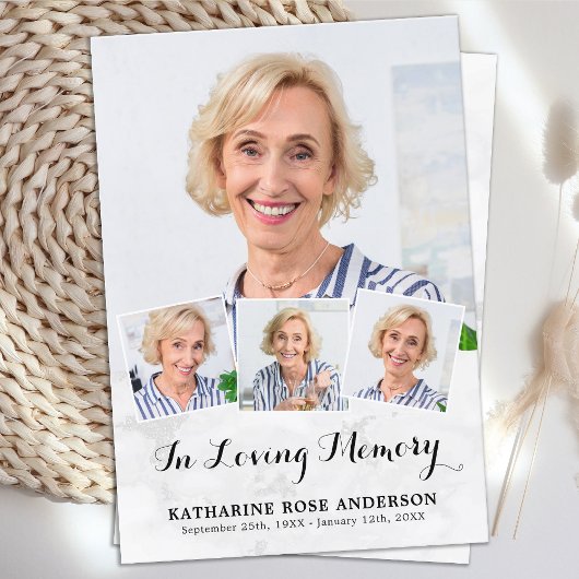 Beerdigung Modern Chic 4 Foto Beileid Gebetskarte