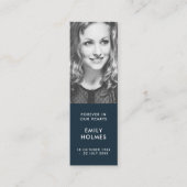 Beerdigung | Modern Navy Mini Lesezeichen Card Mini Visitenkarte (Vorderseite)