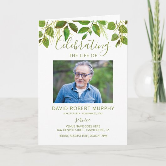 Beerdigung | Moderner Dienstorden Programm (Vorderseite)