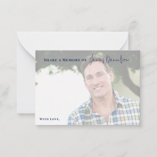 Beerdigung Modernes Script-Foto Gedächtnis gemeins Mitteilungskarte (Vorderseite)