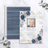 Beerdigung Navy Blush Pink Marmor Blumenmuster Fot Einladung