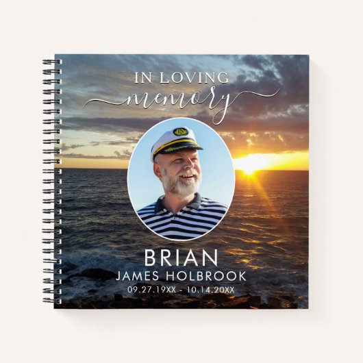 Beerdigung Ocean Sunset Foto in Memory Gästebuch Notizblock (Vorderseite)
