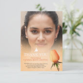 Beerdigung Orange Rose Foto Familie danke Karte (Stehend Vorderseite)