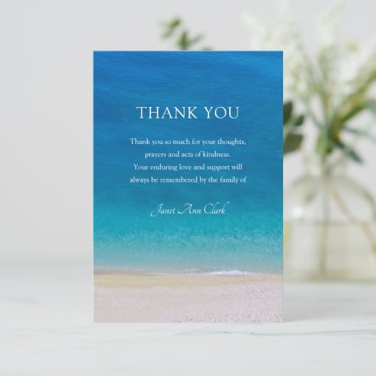 Beerdigung Ozean Danke Note Card (Stehend Vorderseite)