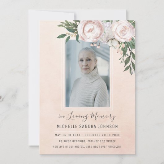 Beerdigung Pink-Foto Gedenkkarte für das Gebet Dankeskarte (Vorderseite)