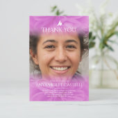 Beerdigung pink Soft Rose Foto Familie danke Karte (Stehend Vorderseite)