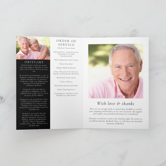 Beerdigung Programm abgeschlossen | Moderne FotoCo (Innenseite)