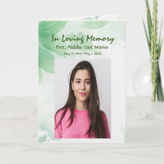 Beerdigung Programm Custom Foliage Botanical Blätt (Vorderseite)