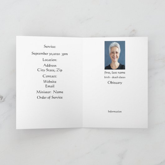 Beerdigung Programm Custom Watercolor Owl Bird (Innenseite)