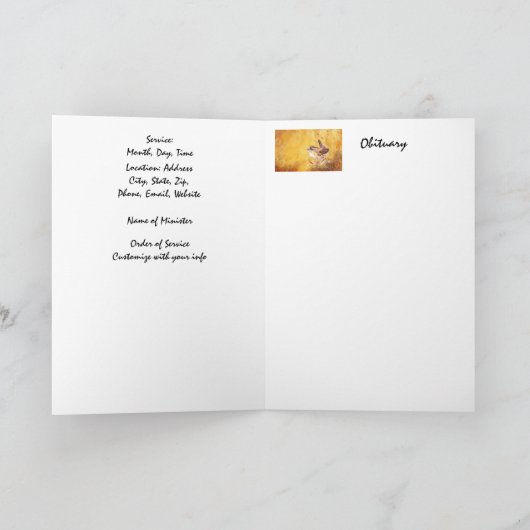 Beerdigung Programm Custom Watercolor Wren Bird (Innenseite)