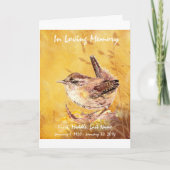 Beerdigung Programm Custom Watercolor Wren Bird (Vorderseite)