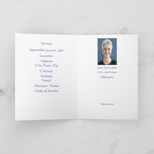 Beerdigung Programm Schöner Park (Innenseite)