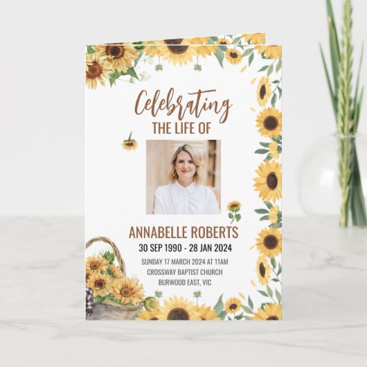 Beerdigung Programm - Sonnenblumendesign (Vorderseite)