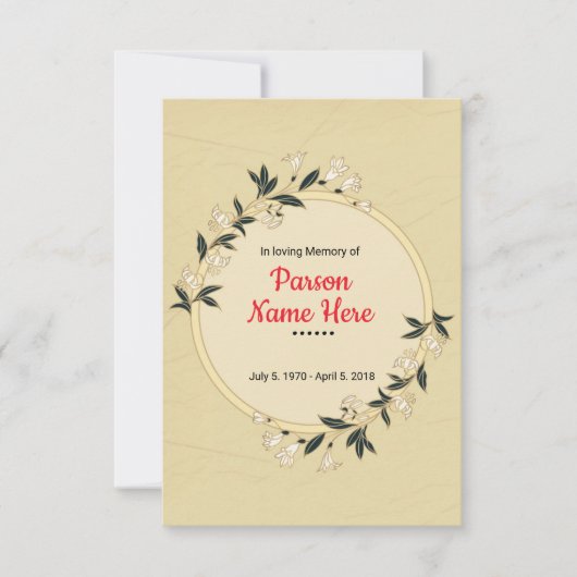 Beerdigung Programmkarte Vorlage (Vorderseite)