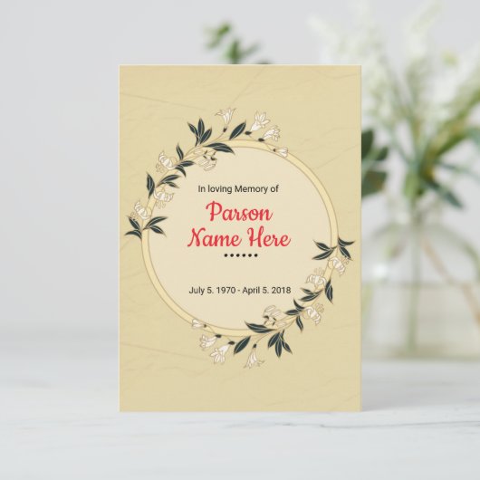 Beerdigung Programmkarte Vorlage (Stehend Vorderseite)