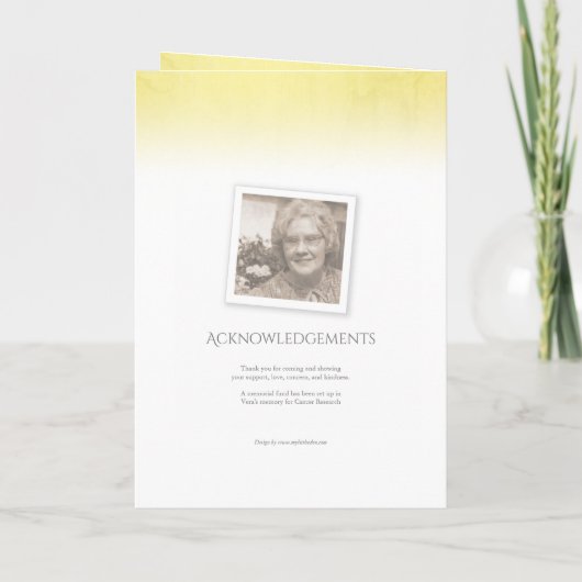 Beerdigung Programmreihenfolge der gelben Rose Programm (Rückseite)