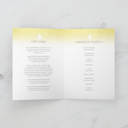 Beerdigung Programmreihenfolge der gelben Rose Programm (Innenseite)