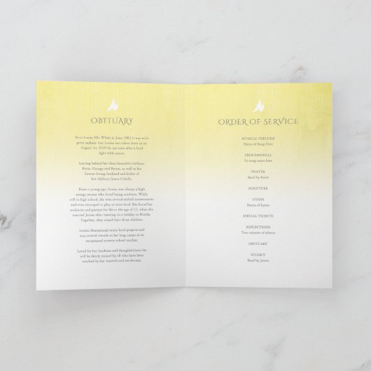 Beerdigung Programmreihenfolge der gelben Rose Programm (Innenseite)