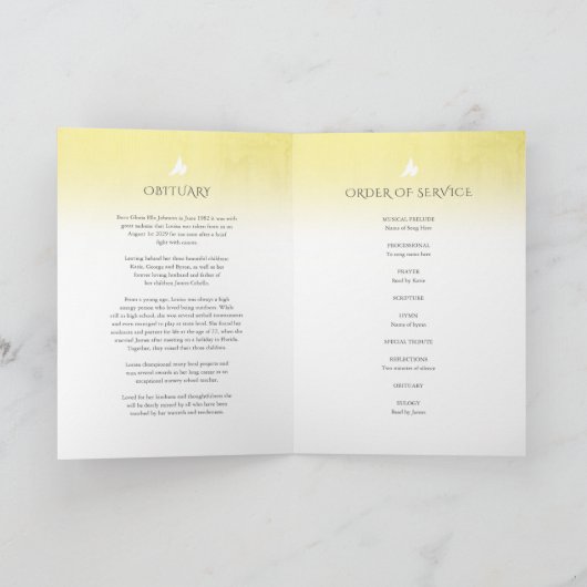 Beerdigung Programmreihenfolge der gelben Rose Programm (Innenseite)