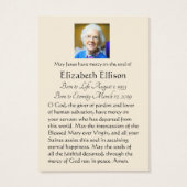 Beerdigung religiöse Gedenkkarte - (Rückseite)